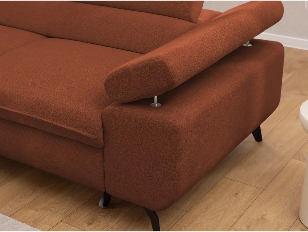 Terrakotta színű zsenília sarokkanapé (bal oldali-L alakú) Marbeya – Ropez