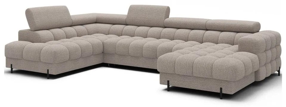 Bézs buklé kinyitható sarokkanapé (bal oldali-U alakú) Feraria – ELTAP