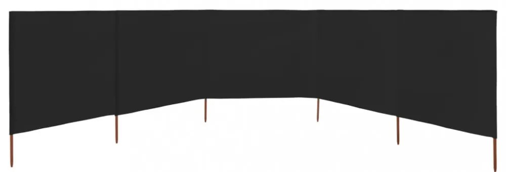 fekete 5 paneles szövet szélfogó 600 x 160 cm