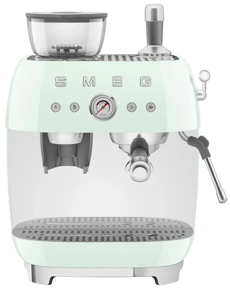 SMEG 50-es évek retro stílusú EGF03 karos kávéfőző kávédarálóval 2 csésze pasztellzöld - Smeg
