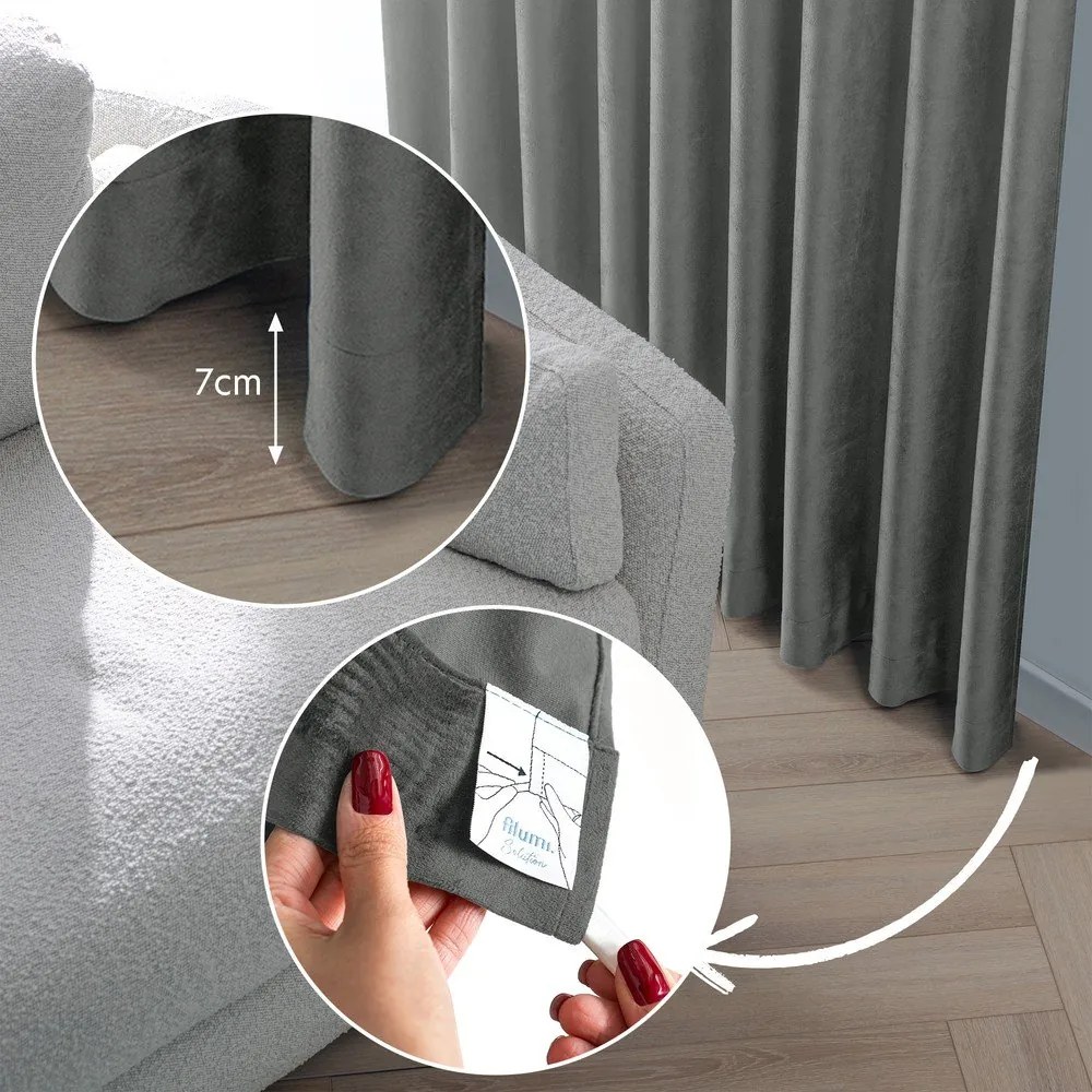 Sötétszürke bársony dimout (részleges sötétítő) függöny 140x225 cm Velto – Filumi