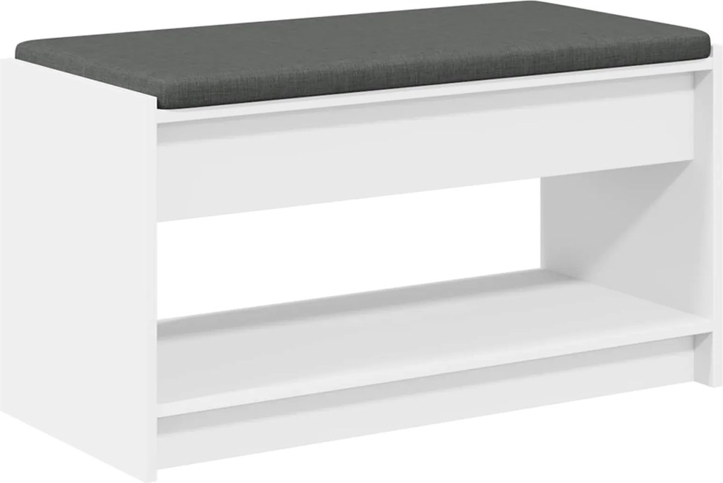 vidaXL Előtér pad párnával Fehér 83 x 38 x 45 cm Műanyag Fa és Szövet