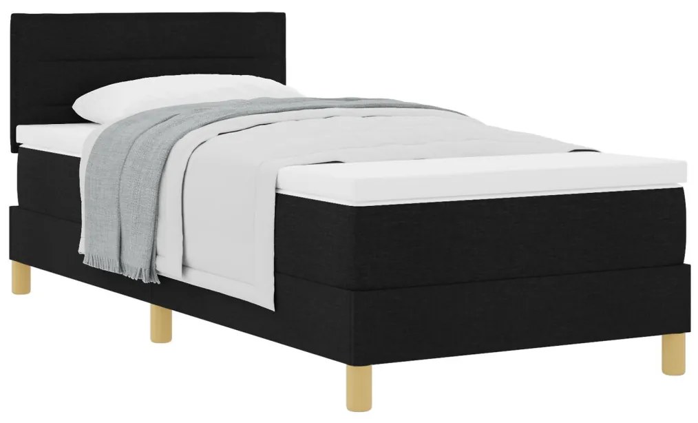 Box Spring ágy matraccal Fekete 90x200 cm Szövet