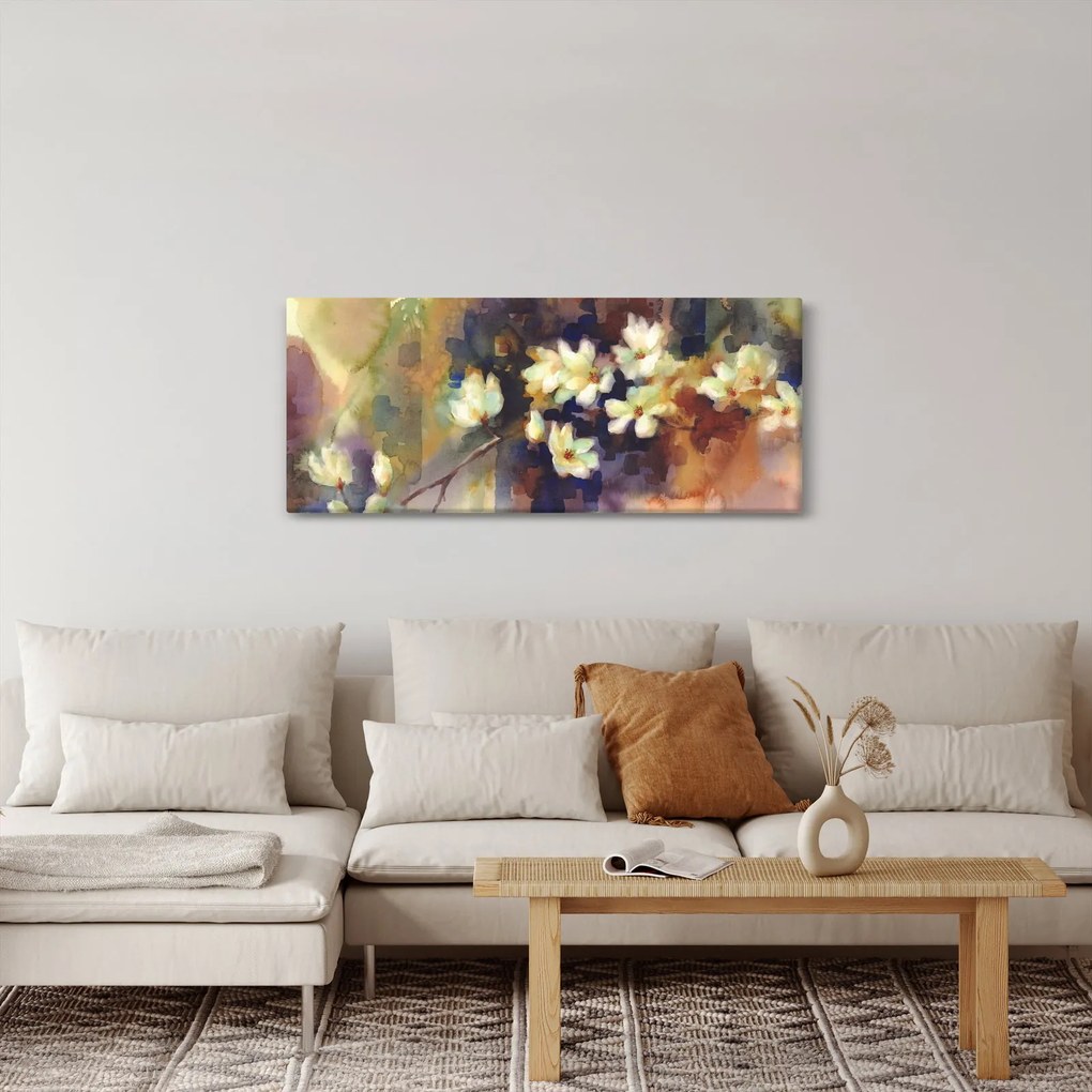 Kép - fehér magnólia, festmény (120x50 cm)