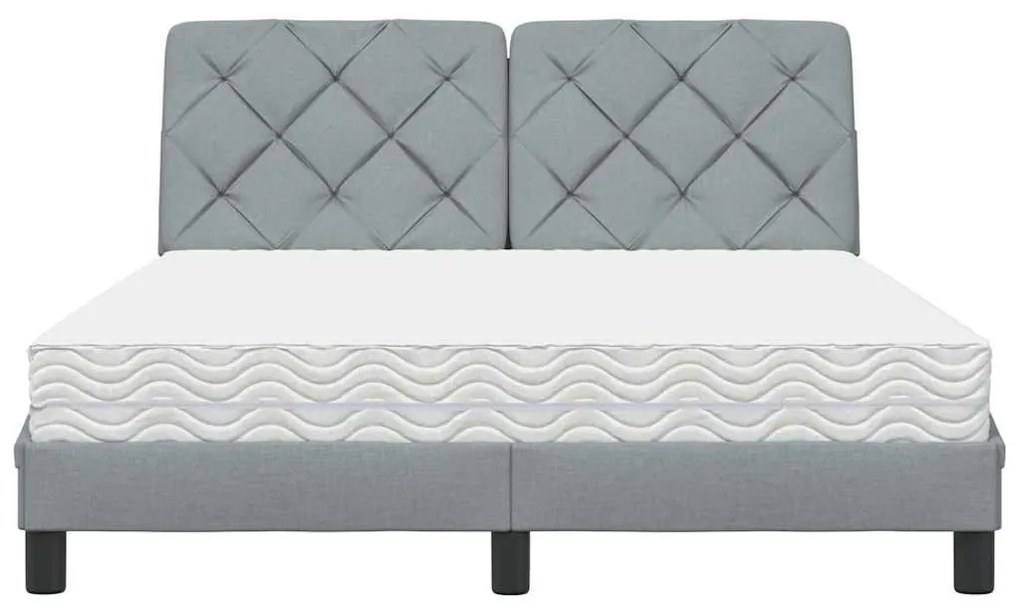 világosszürke szövet ágy matraccal 140x190 cm