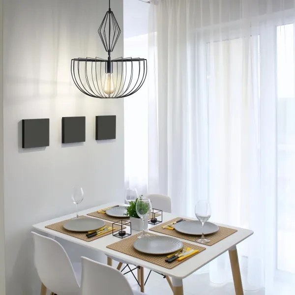 Csillár zsinóron JASMINA 1xE27/20W/230V átm. 40 cm fekete