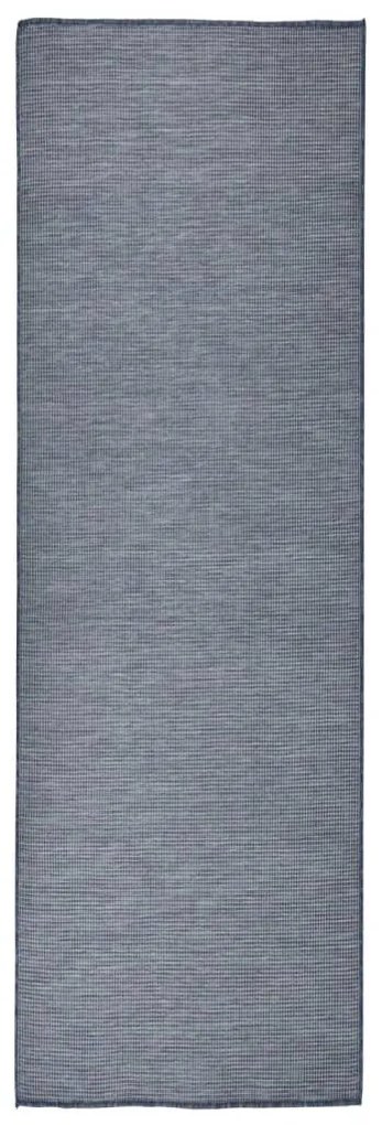 kék lapos szövésű kültéri szőnyeg 80 x 250 cm