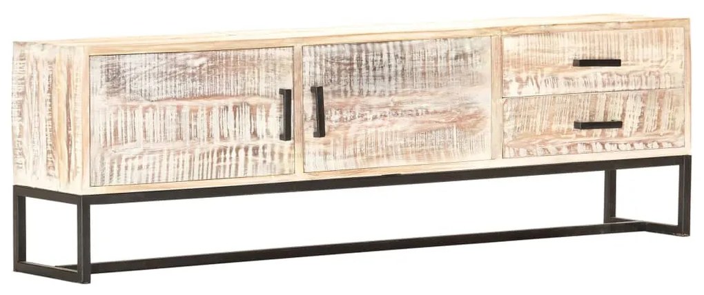 fehér tömör akácfa TV-szekrény 140 x 30 x 45 cm