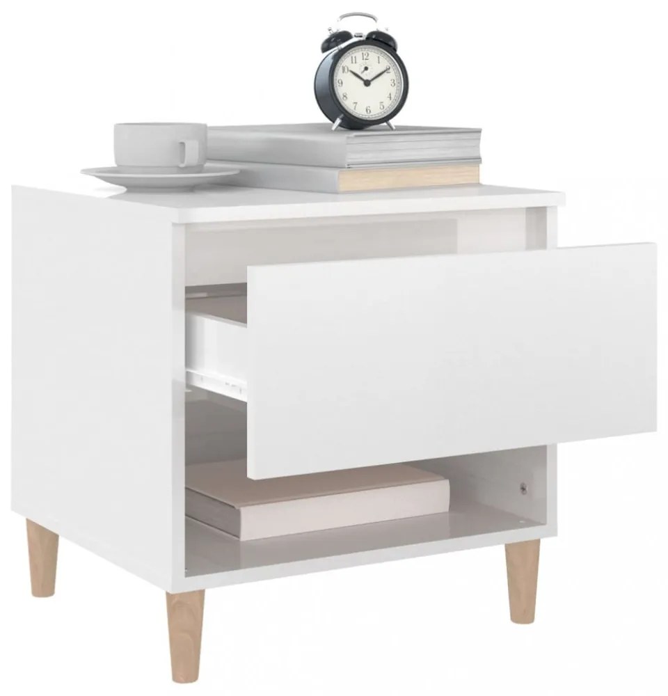vidaXL 2 db fehér szerelt fa éjjeliszekrény 50 x 46 x 50 cm