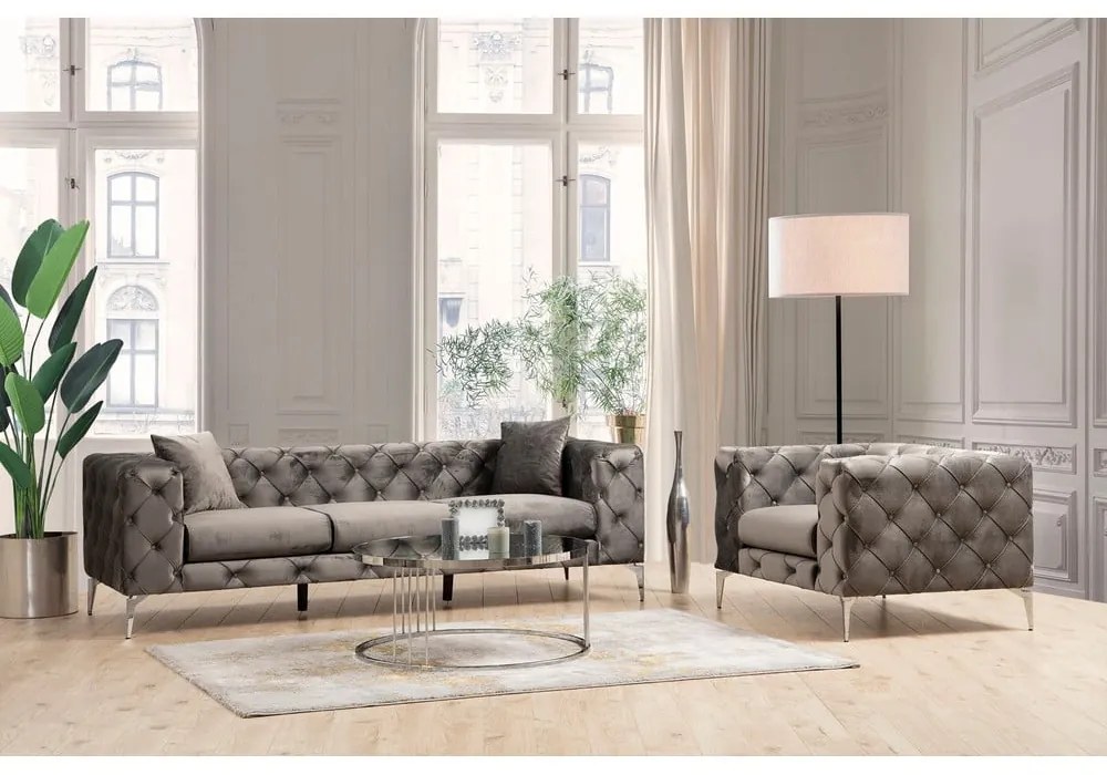 Sötétszürke bársony kanapé 237 cm Como – Balcab Home