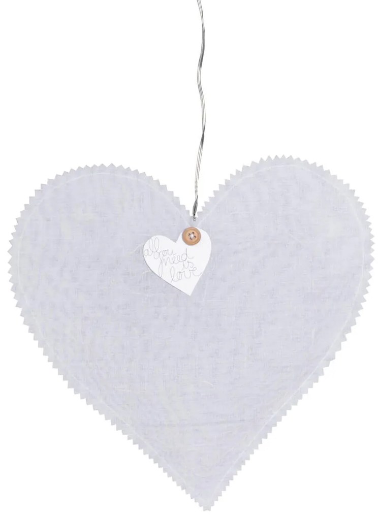Fehér függesztett szív HEARTLIGHT LED fénylánccal