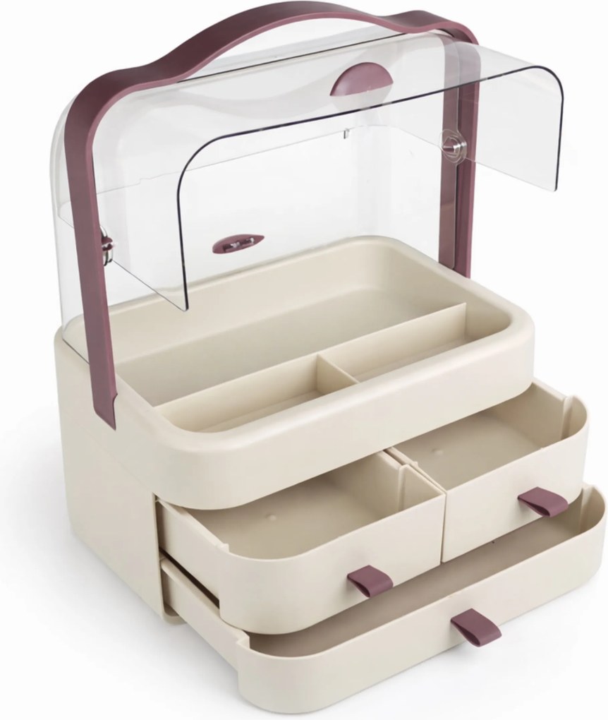 Kozmetikai táska rendszerező Ékszertartó doboz Bézs CA45A