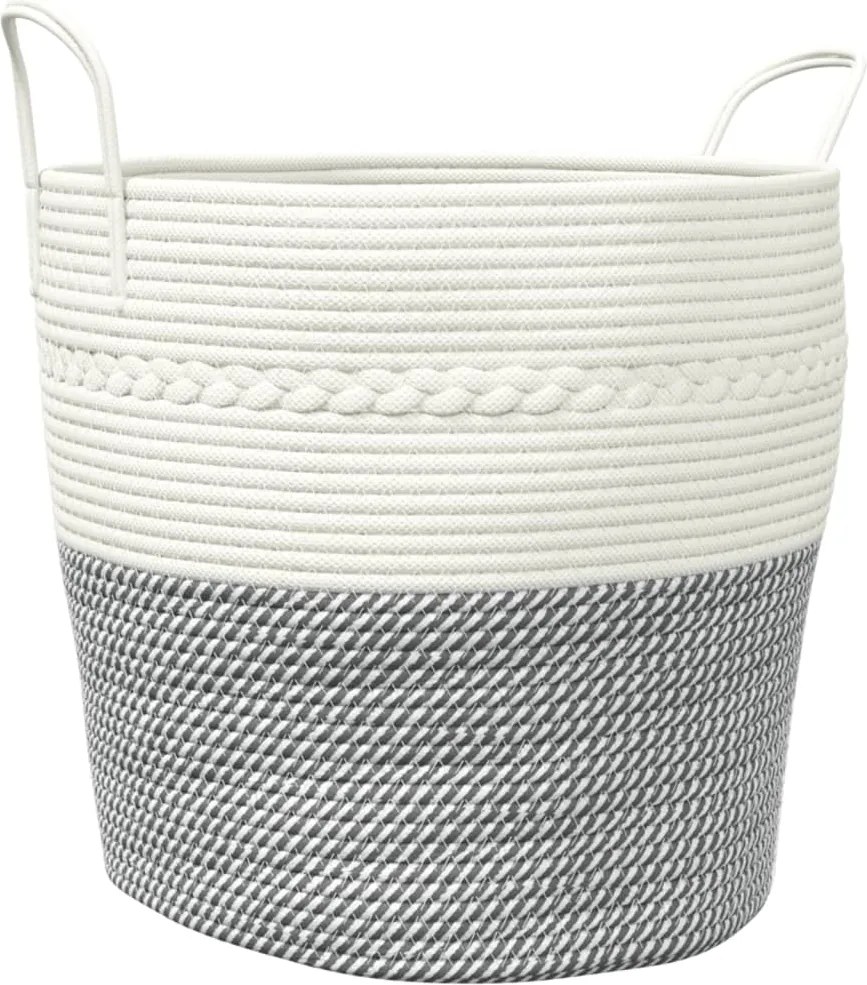 vidaXL szürke-fehér pamut tárolókosár Ø43 x 38 cm