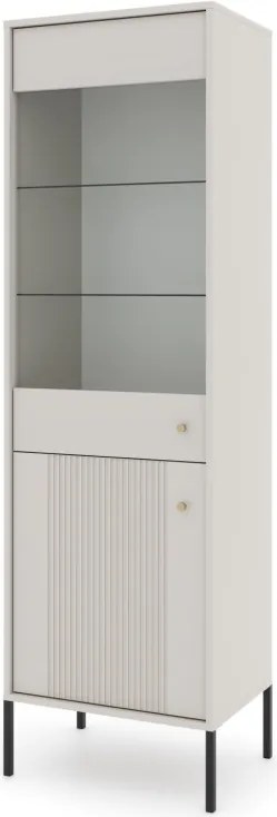 Vitrin szekrény 2 ajtós kasmír színben arany fogantyúkkal – ISEO IS04
