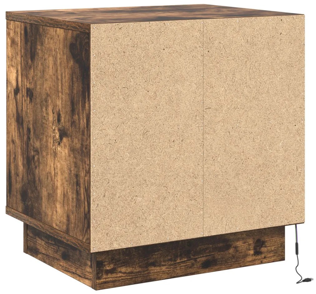 LED fényes éjjeli szekrények 2 db Füstölt tölgy 44x34,5x45 cm