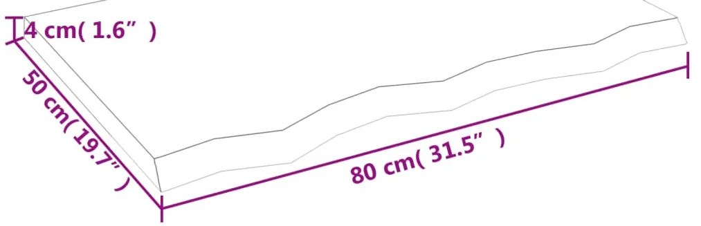 világosbarna kezelt tömör fa fürdőszobai pult 80x50x(2-4) cm