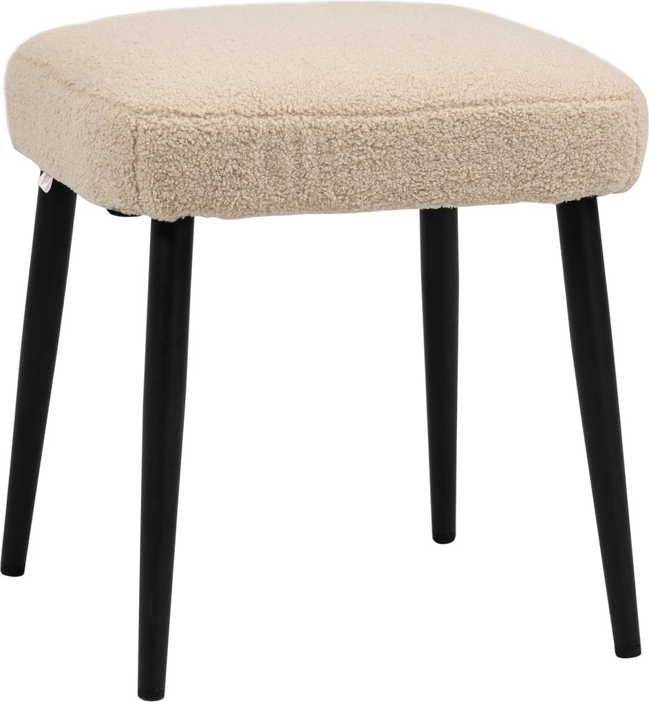 HOMCOM Puff, Négyzetes Díszpárna Puff, Lábpihenő, Kasmírszerű Anyag, Acél Lábbal, Nappaliba és Hálószobába, Bézs, 42 x 42 x 43 cm | Aosom