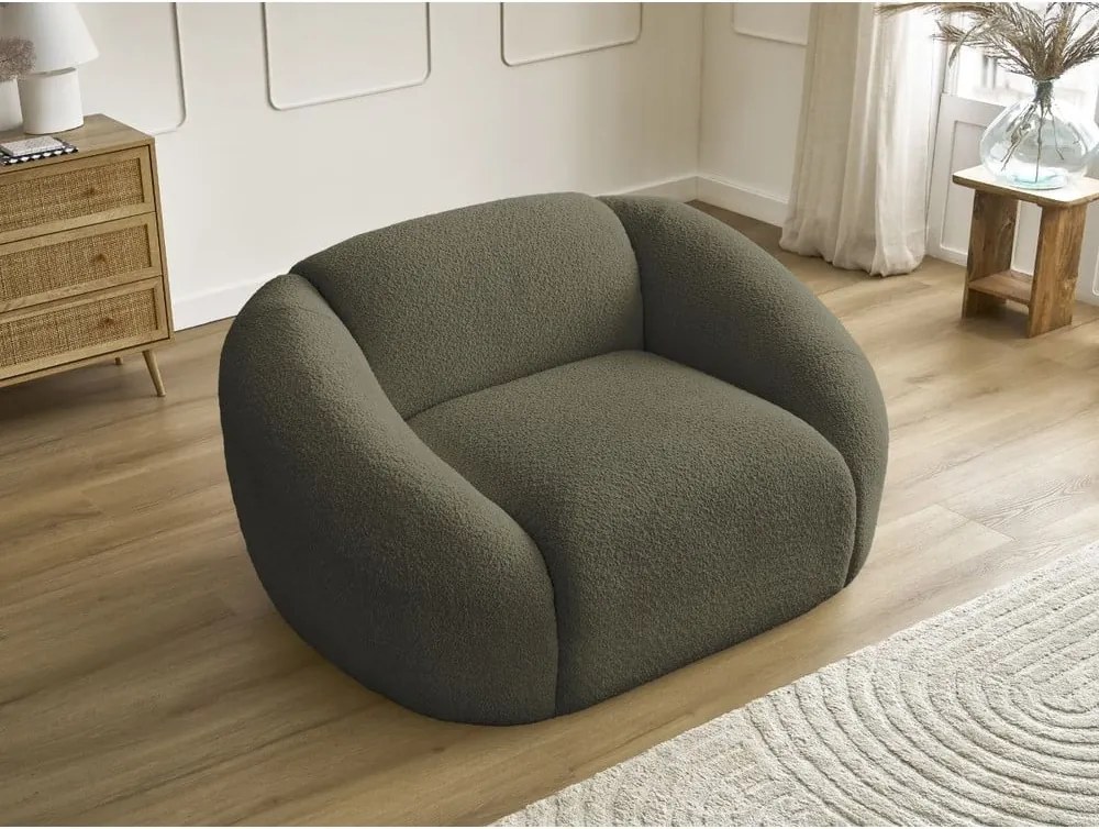 Zöld buklé fotel Tina – Bobochic Paris