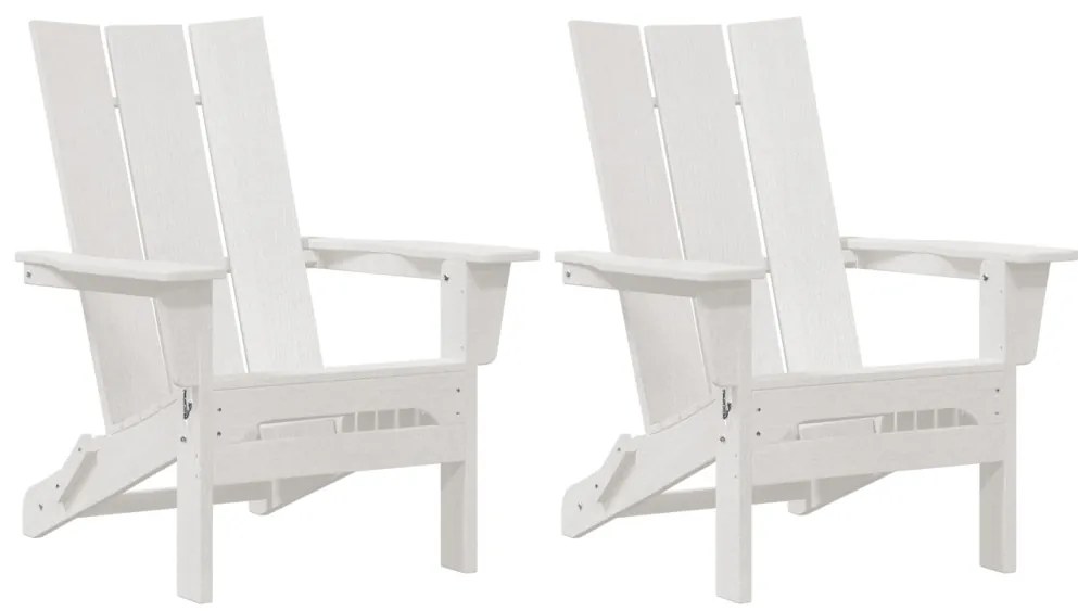 Összecsukható Adirondack székek 2 db Fehér 74.5x80.5x90 cm HDPE