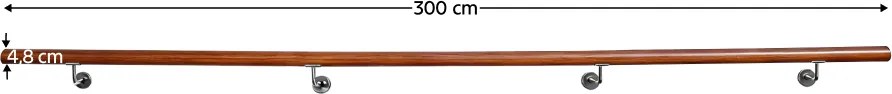 Fogantyú/korlát, tömör fa, barna, 300 cm, MANEL TYP 5