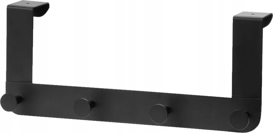 Ajtóakasztó 4 akasztóval fekete 32x13x4,5cm