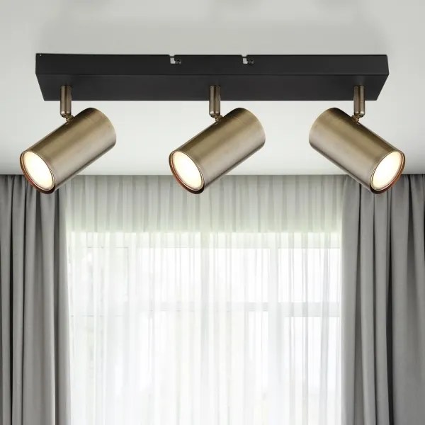 Globo 57911-3M - ROBBY 3xGU10/35W fekete/messing spotlámpa 230V