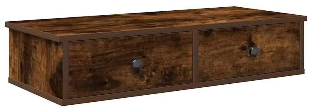 Falipolc fiókokkal füstölt tölgy 80x31x17 cm műszaki fa