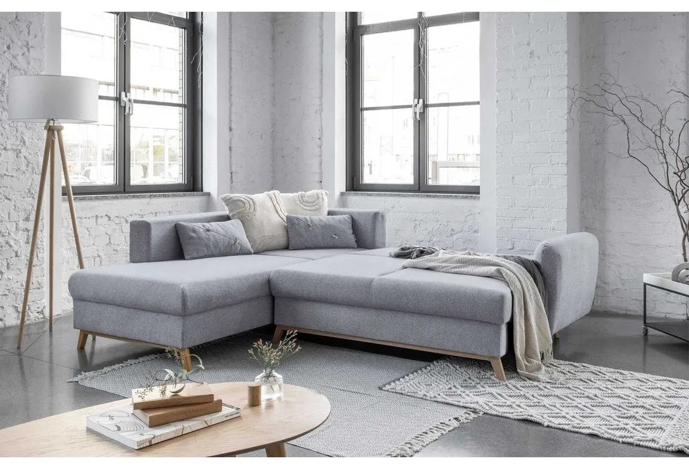 Scandic Lagom L világosszürke kinyitható kanapé, bal oldalas - Miuform