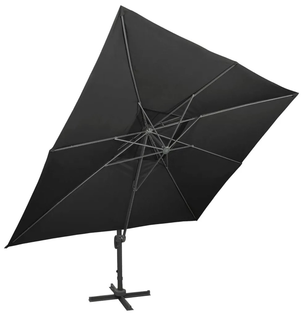 fekete konzolos kerti napernyő dupla tetejjel 400 x 300 cm