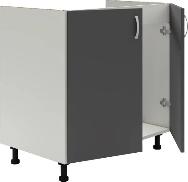 Benita 2 ajtós Alsó konyhaszekrény Antracit-Fehér 80x50x80 cm