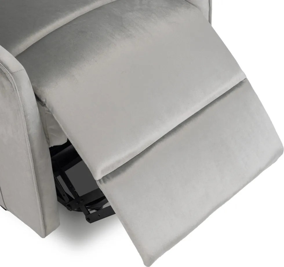 FOTEL COLTON Szary Welurowy z Funkcją Wstawania