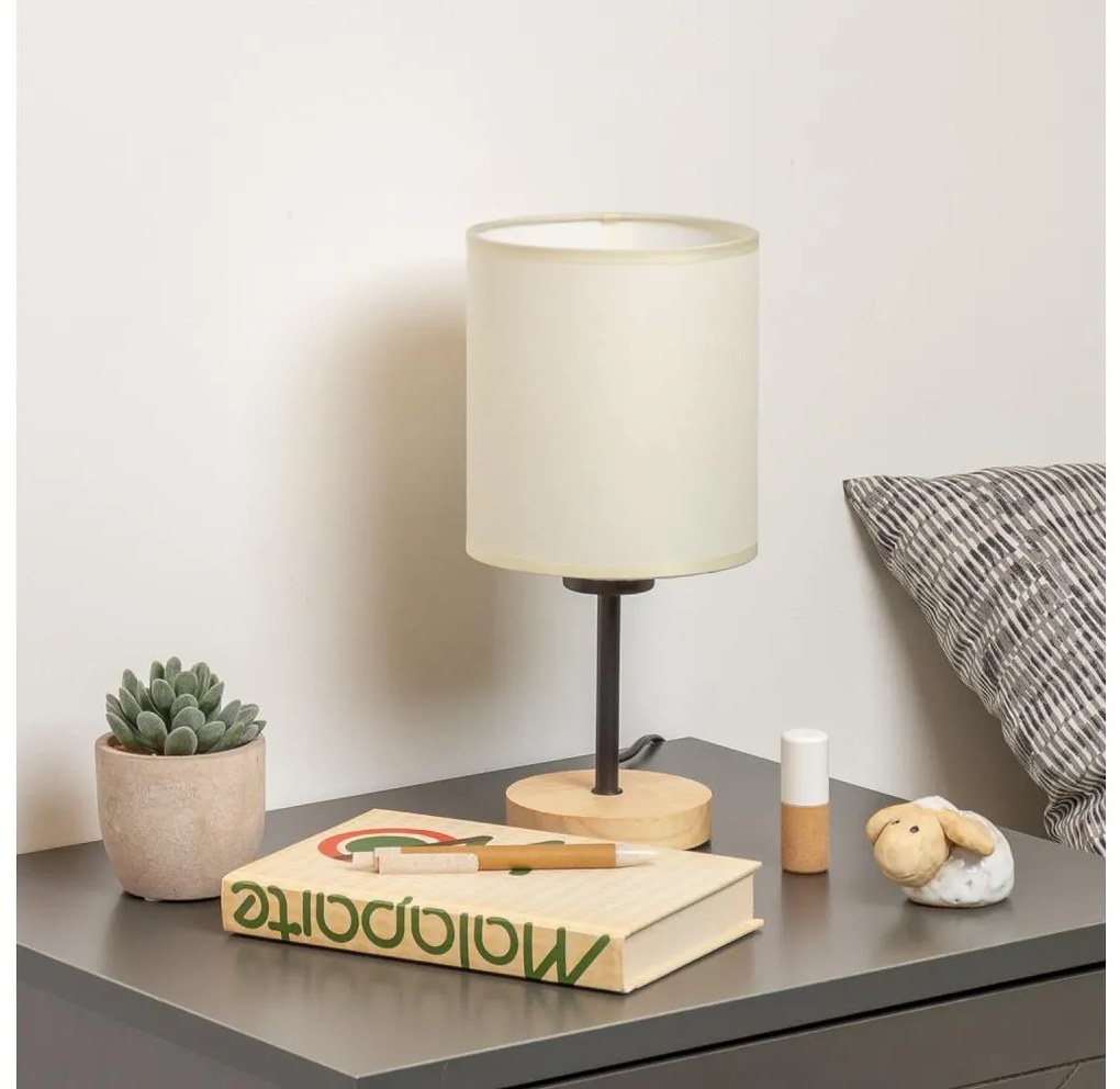 Brilagi Brilagi - Asztali lámpa NUBILA WOOD 1xE27/25W/230V tölgy/fekete/krémes BG1566