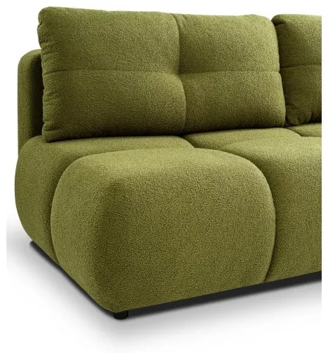 NUORO zöld, kihúzható háromszemélyes kanapé tárolórésszel