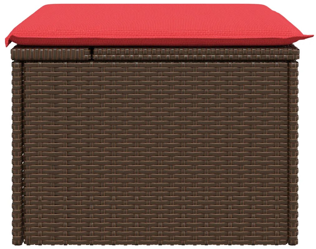 Kerti Puff Térkező Párnával Barna 55x55x37 cm Poli Rattan