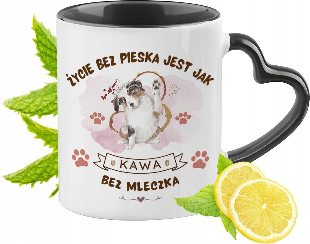 Kutya Bögre Fekete Szív Alakú Füllel Ajándék