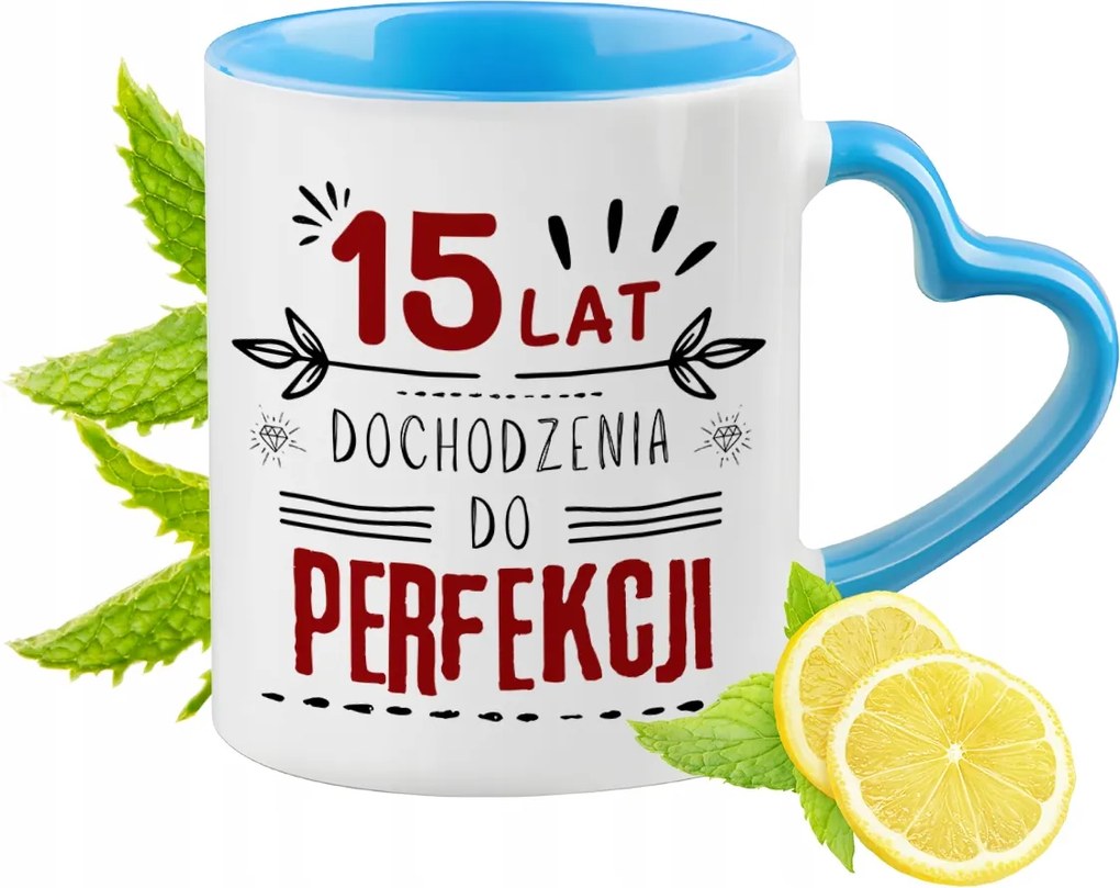 Születésnap 15 15-es 15. Kék Bögre Szív Alakú Füllel Ajándék