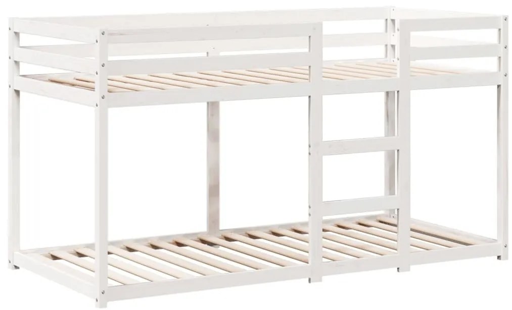 fehér tömör fenyőfa ágy emelettel és tetővel 90 x 190 cm