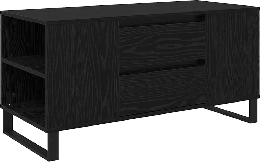 vidaXL Dohányzóasztal Fekete tölgy 102 x 44,5 x 50 cm Faanyag