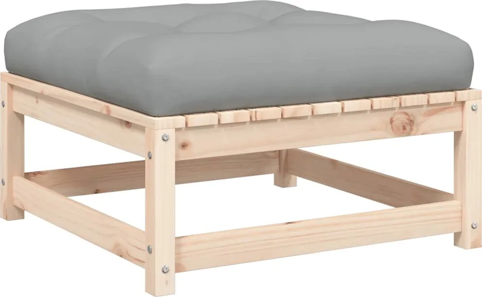 vidaXL tömör fenyőfa kerti lábzsámoly párnával