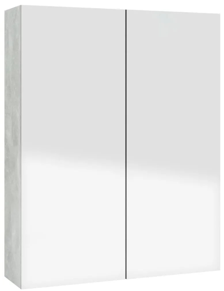 betonszürke MDF tükrös fürdőszobaszekrény 60 x 15 x 75 cm