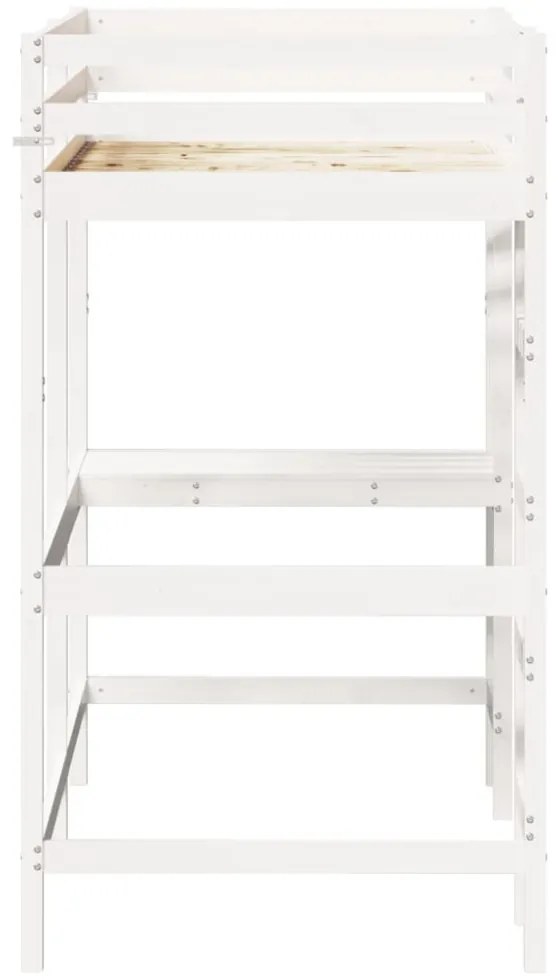 fehér tömör fenyőfa galériaágy íróasztallal 90 x 200 cm