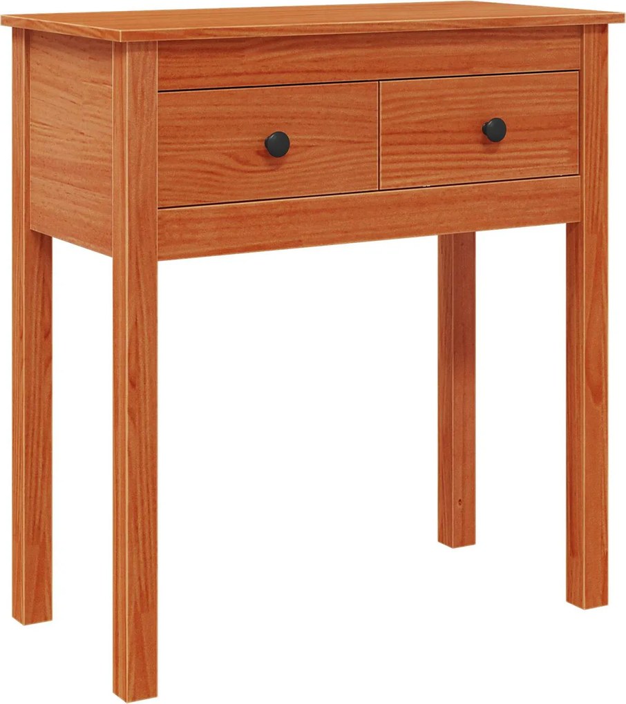 vidaXL Konzolasztal fiókkal Viaszbarna 70 x 35 x 75 cm Tömör fenyő