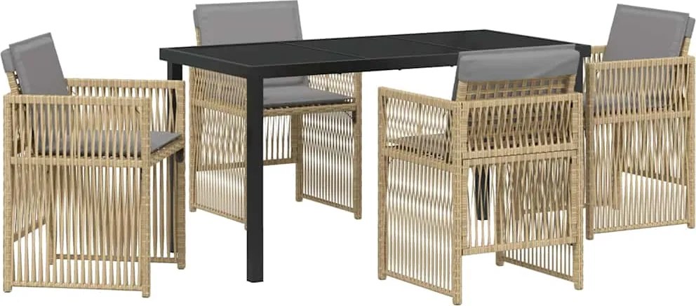 vidaXL Kert étkező szett 5 pcs Bézs Porszórt acél