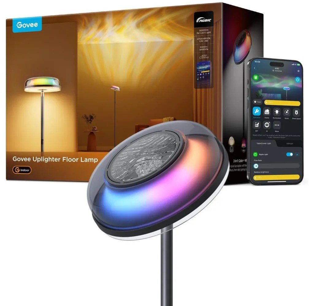 Govee-LED RGBICWW Fényerőszabályozható állólámpa UPLIGHTER MATTER LED/24W/230V Wi-Fi