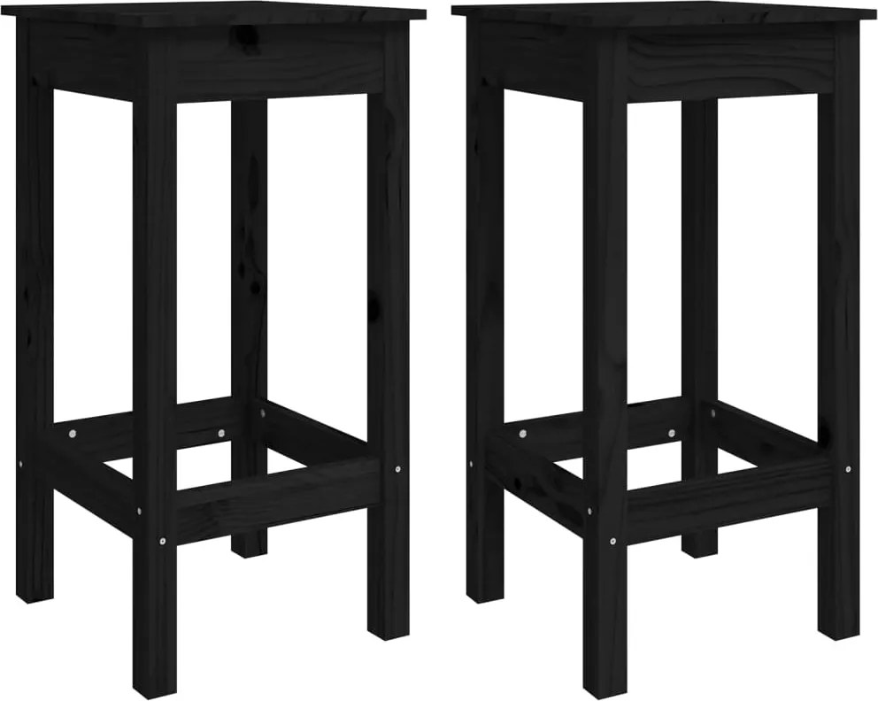 vidaXL 2 db fekete tömör fenyőfa bárszék 40 x 40 x 78 cm