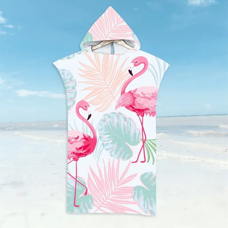 Strand poncsó FLAMINGO családi szett 2db, színes