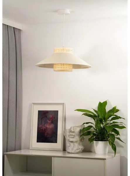 Duolla - Csillár zsinóron RIO RATTAN 1xE27/15W/230V átm. 45 cm bézs/rattan