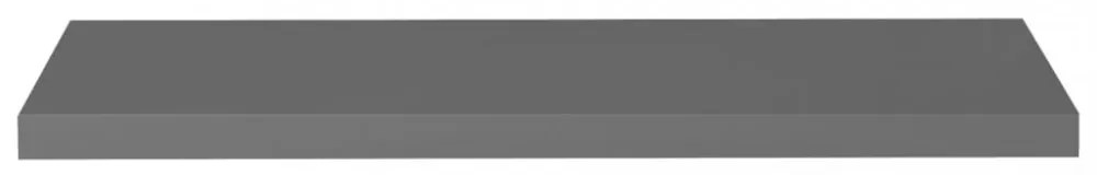 2 db magasfényű szürke MDF lebegő fali polc 90 x 23,5 x 3,8 cm