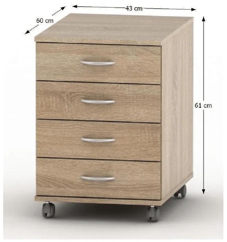 TEMPO ASISTENT 015 görgős komód, sonoma tölgy