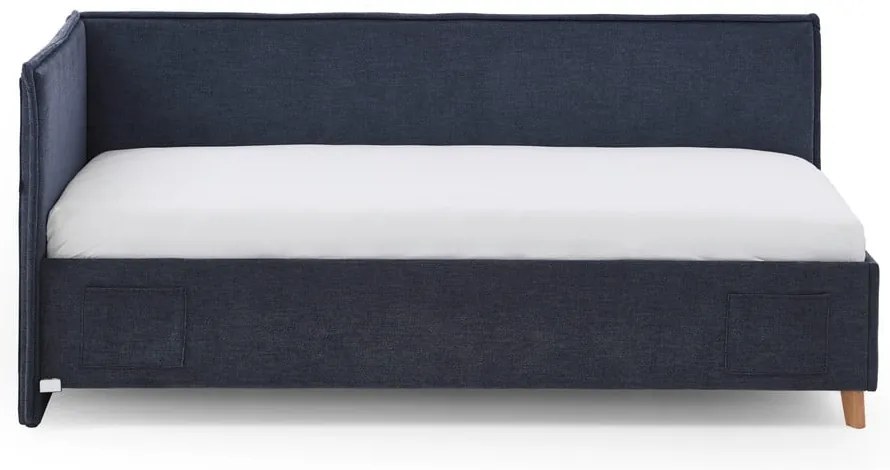 Sötétkék kárpitozott ágyneműtartós sarok gyerekágy ágyráccsal 120x200 cm Fun – Meise Möbel